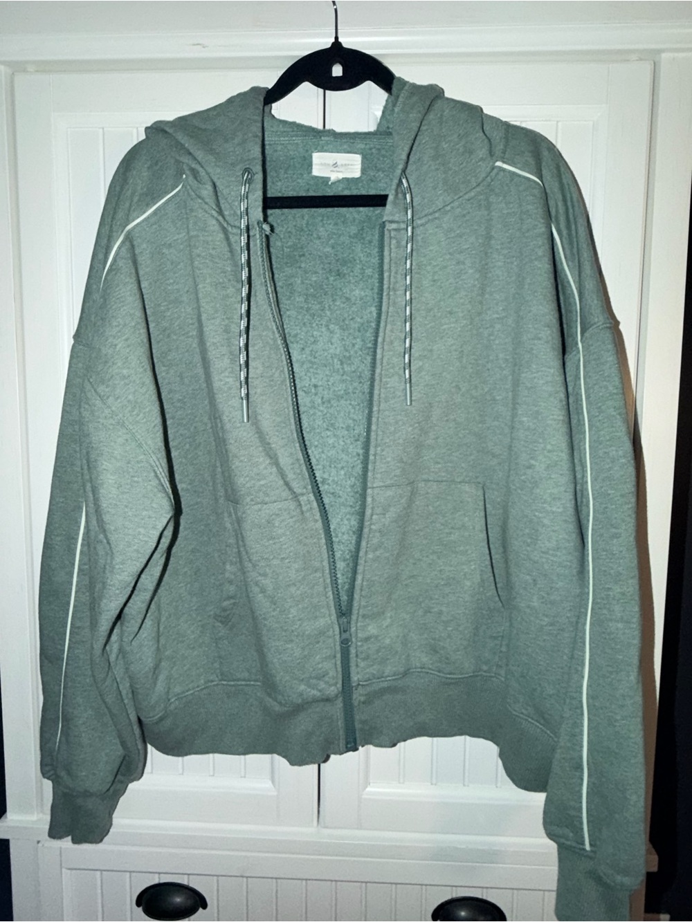 Lou & Grey Heather Sage Gray Zip-Front Hoodie Jacket